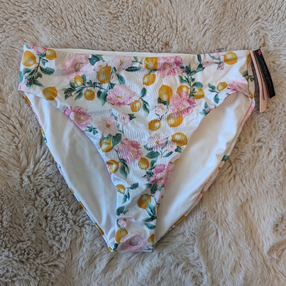 NWT Victoria Secret Lemon Floral High-waist Swim Bottom